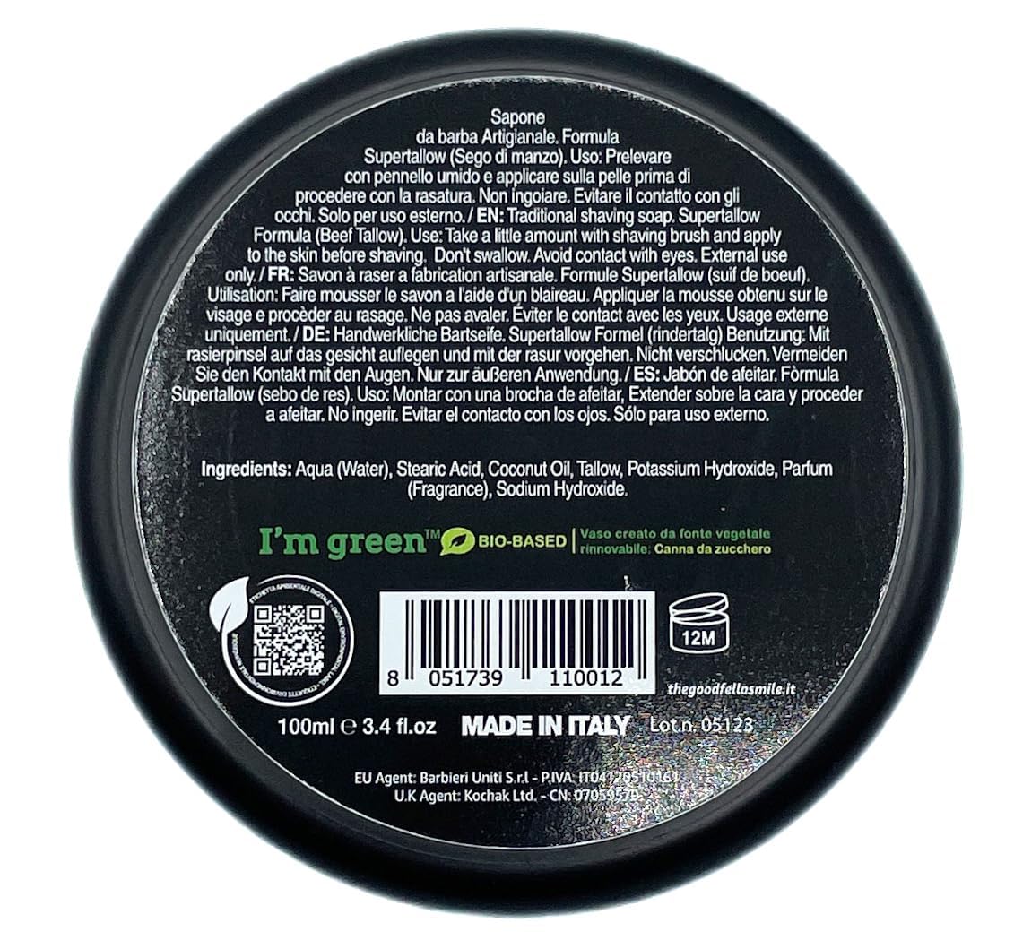 The Goodfellas' Smile,SHIBUSA 2 (Almond, Peach & Ylang Ylang), Luxury Itallian TALLOW Shaving Soap, Formulated for Use with A Shaving Brush, Made in Italy