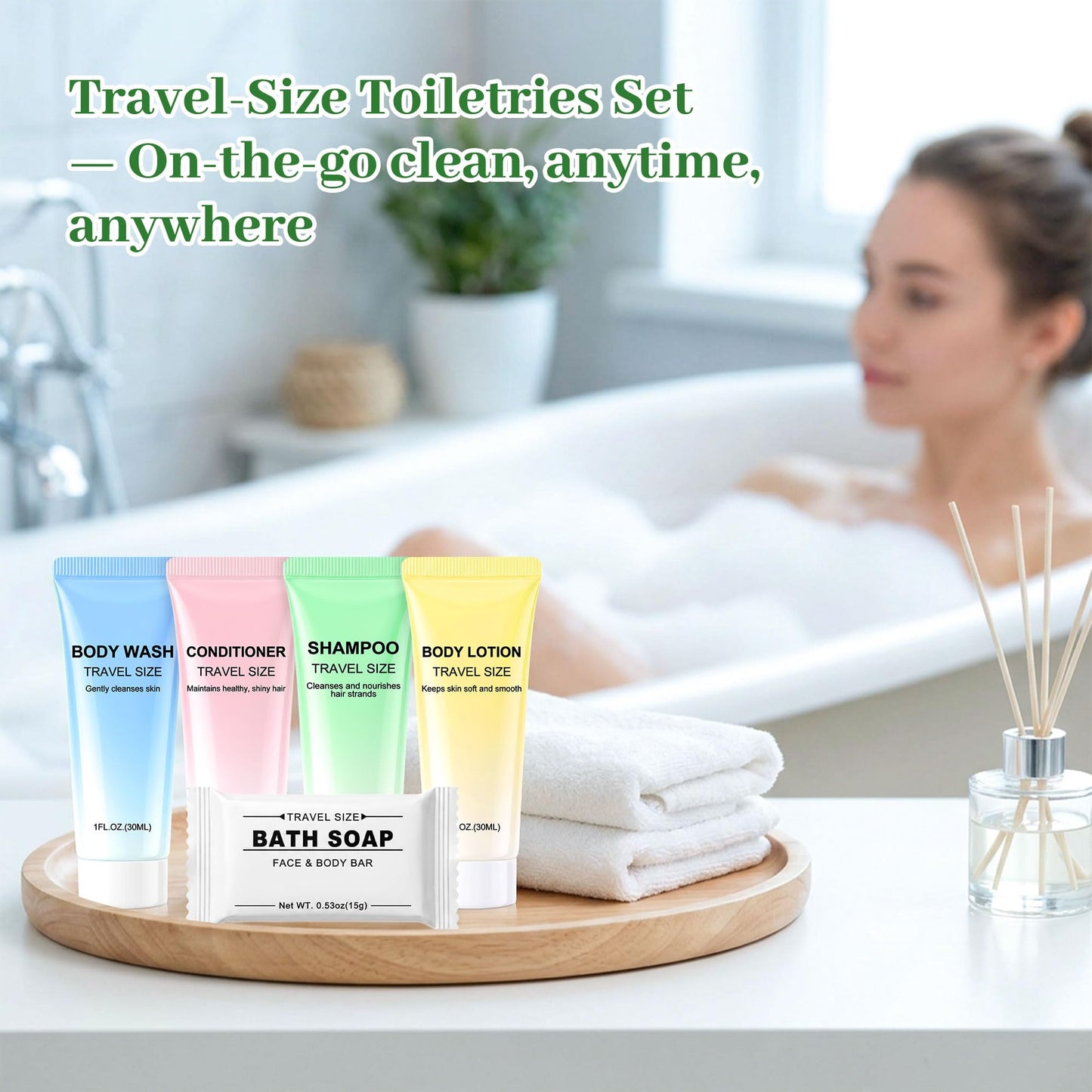 Kocpudu Travel Size Toiletries Set Bulk, 5-In-1 Hotel Soaps And Toiletries Bulk, Including Travel Soap Bars, Shampoo, Body Wash, Lotion, Conditioner, Suitable For Travel And Hotels (10-PACK)
