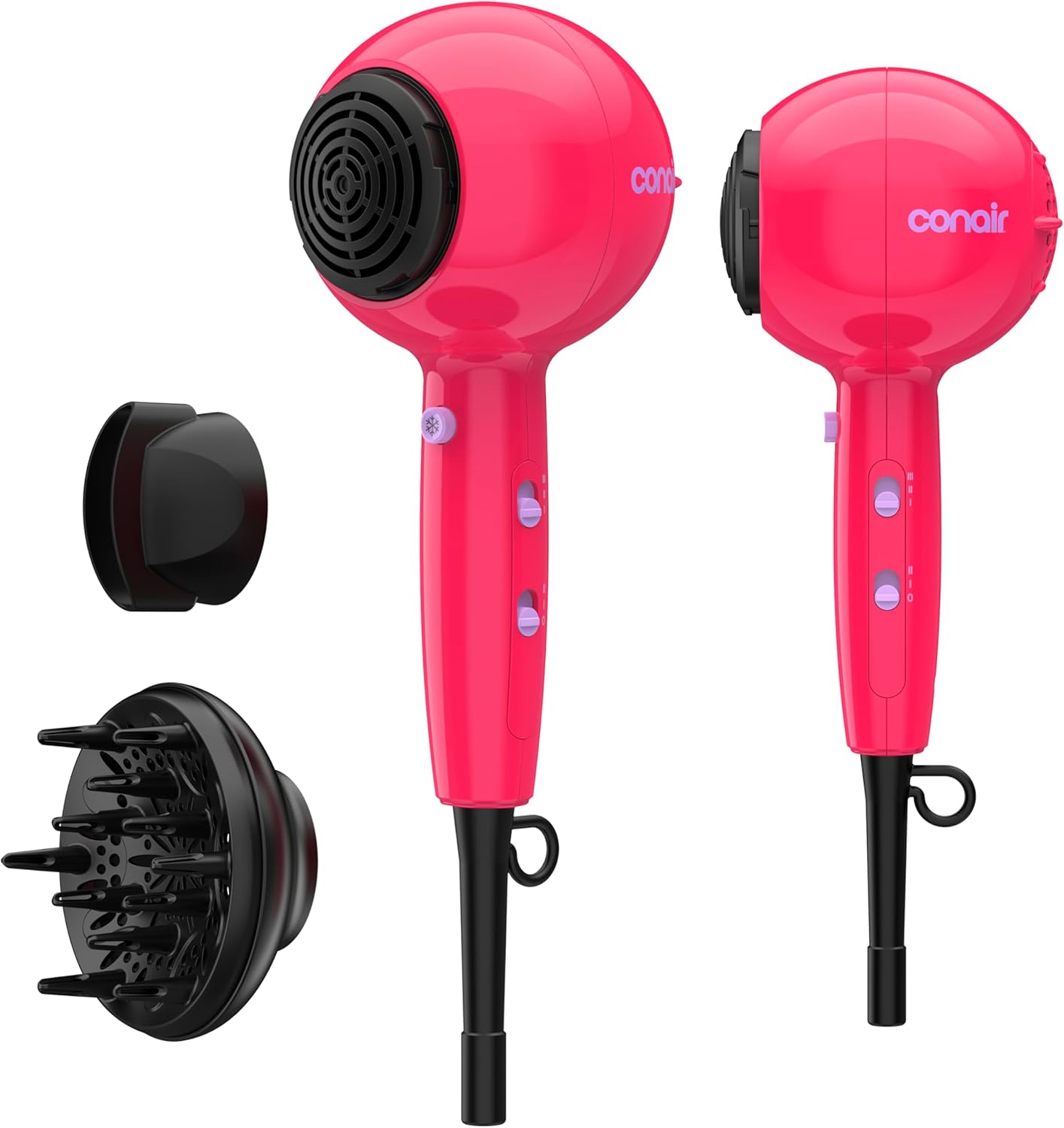 Conair Cake Pop Hair Dryer - Tourmaline Ceramic, 3 Heat/2 Speed Settings | Compact & Lightweight, Pink