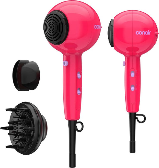 Conair Cake Pop Hair Dryer - Tourmaline Ceramic, 3 Heat/2 Speed Settings | Compact & Lightweight, Pink