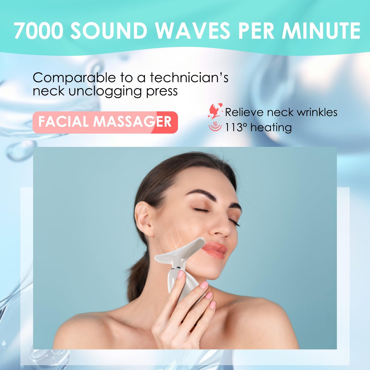 Facial Massager Red-Light-Therapy-for-Face and Neck, Face 𝖲 culpting Wand with 7 Color (Champagne)