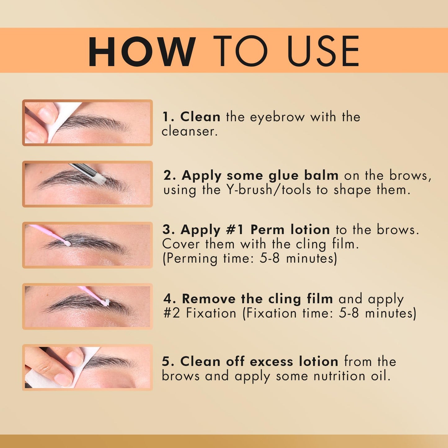 Eyebrow Lamination Kit, At-Home Brow Lift Kit for Beginner/Professional, Includes Instructions, Lasts 6-8 Weeks, 15 Applications, Safe & Effective - ABK1
