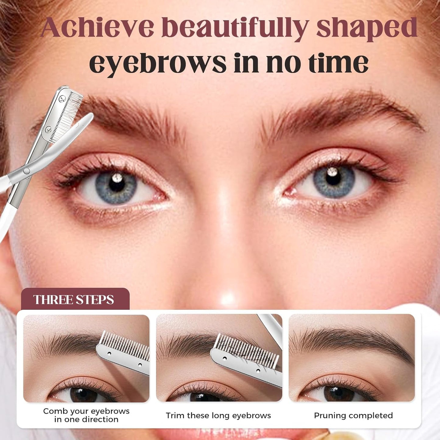 Eyebrow Trimmer Scissors - Stainless Steel Precision Hair Removal Tool for Women & Men | White