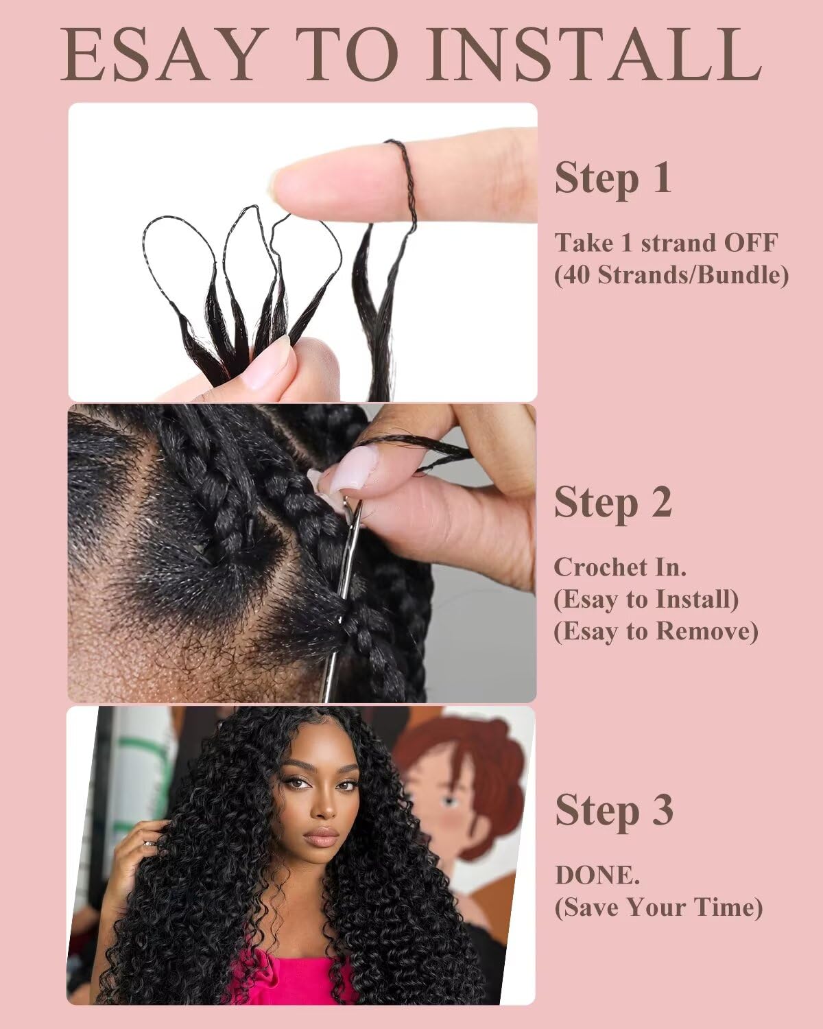 18 Inch Human Crochet Hair for Black Women, Feather Human Hair Crochet Extensions 170g 120 Strands, Magical Knots Hair Bundles, Soft Lightweight Deep Wave Texture for Protective Styles