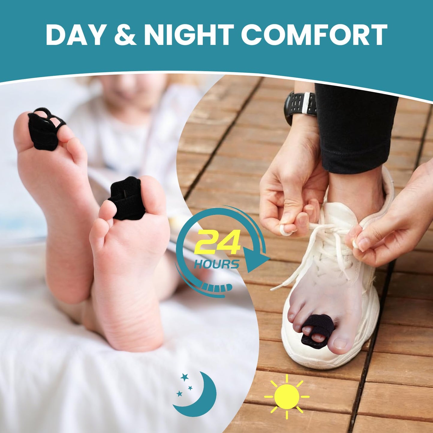 TASZOOS Hammer Toe Straightener - 4 Pcs Non-Slip Toe Splints Wraps, Hammer Toe Corrector Relief for Broken Toes, Crooked Toes & Overlapping Toes