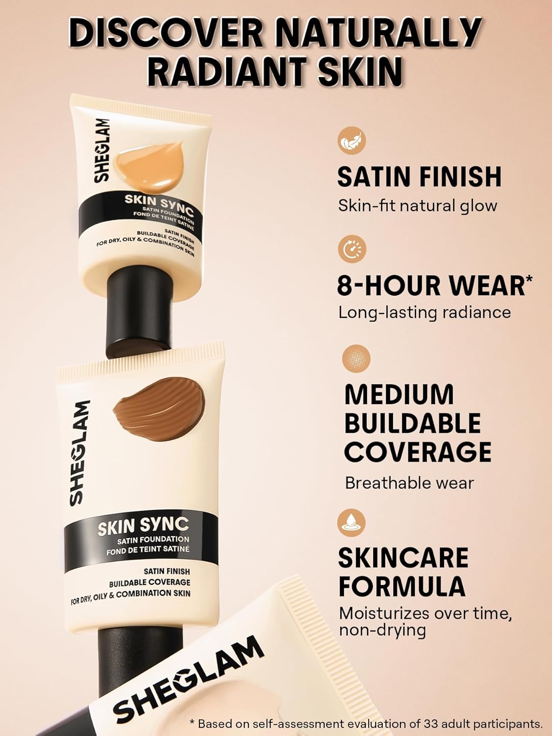 Satin Foundation - Skin Sync Formula for Flawless Finish | Buttercream Shade