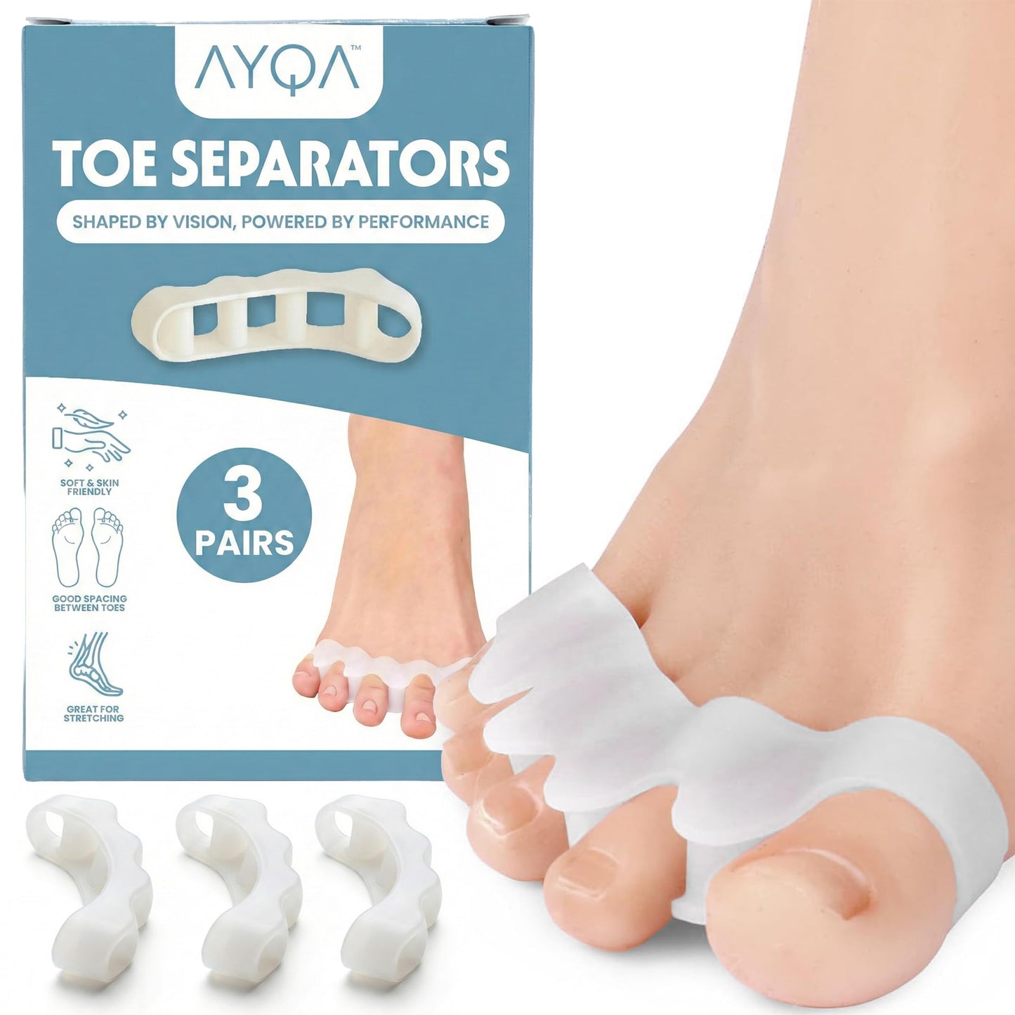 6 Pcs Silicone Toe Separators & Toe Spacers for Men and Women – Soft Gel Toe Spreaders for Overlapping and Bent Toes, Alignment Support, Comfort Relief, Balance and Relaxation