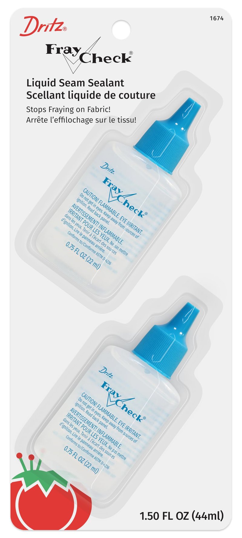 Dritz Fray Check Liquid Seam Sealant 2-Pack – Permanent Clear Fabric Edge Protector to Prevent Fraying and Secure Thread Ends – 0.75 oz Bottles