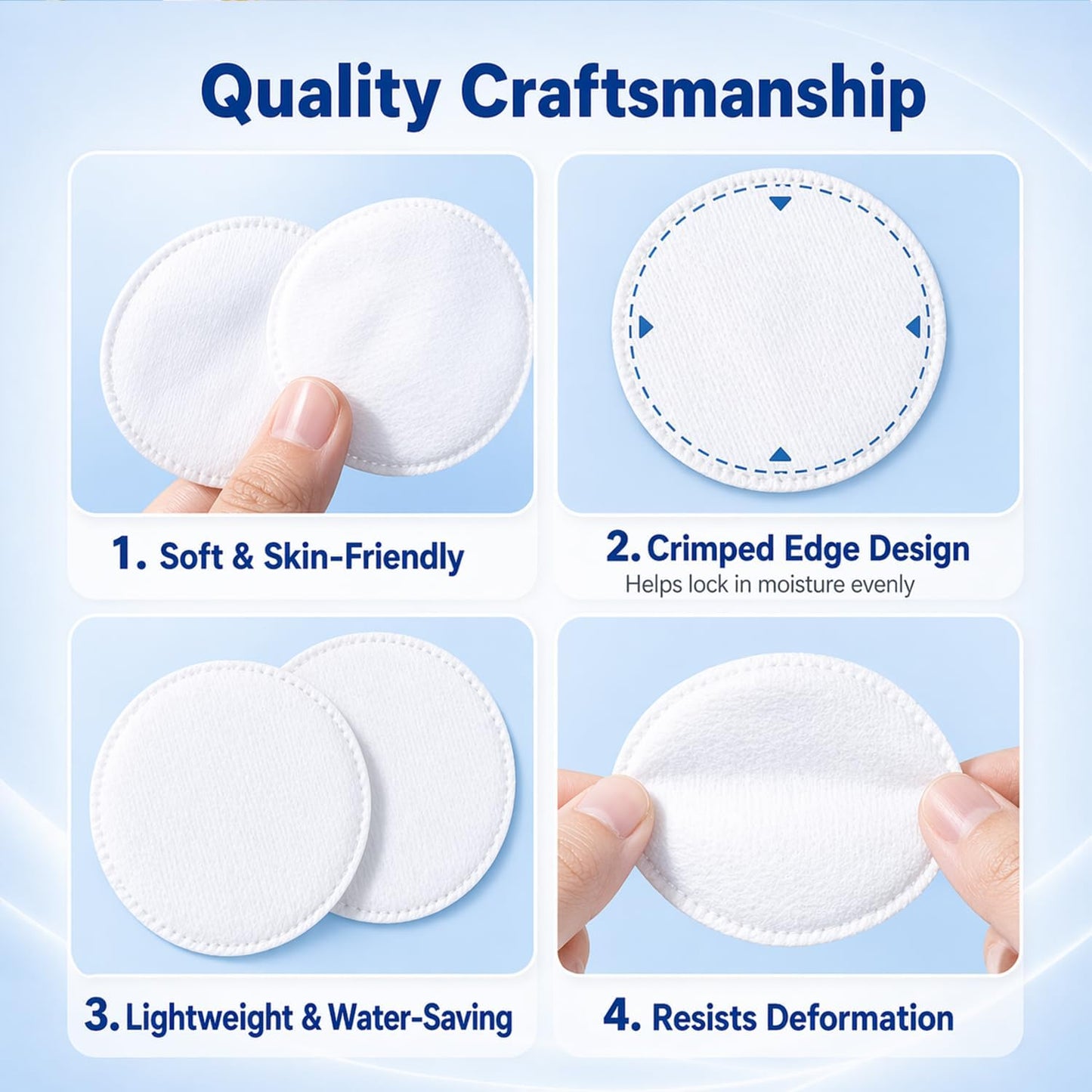 Facial Cleansing Pads - 100 PCS Soft Disposable Makeup Remover Rounds | 3-Layer for Toner & Skincare