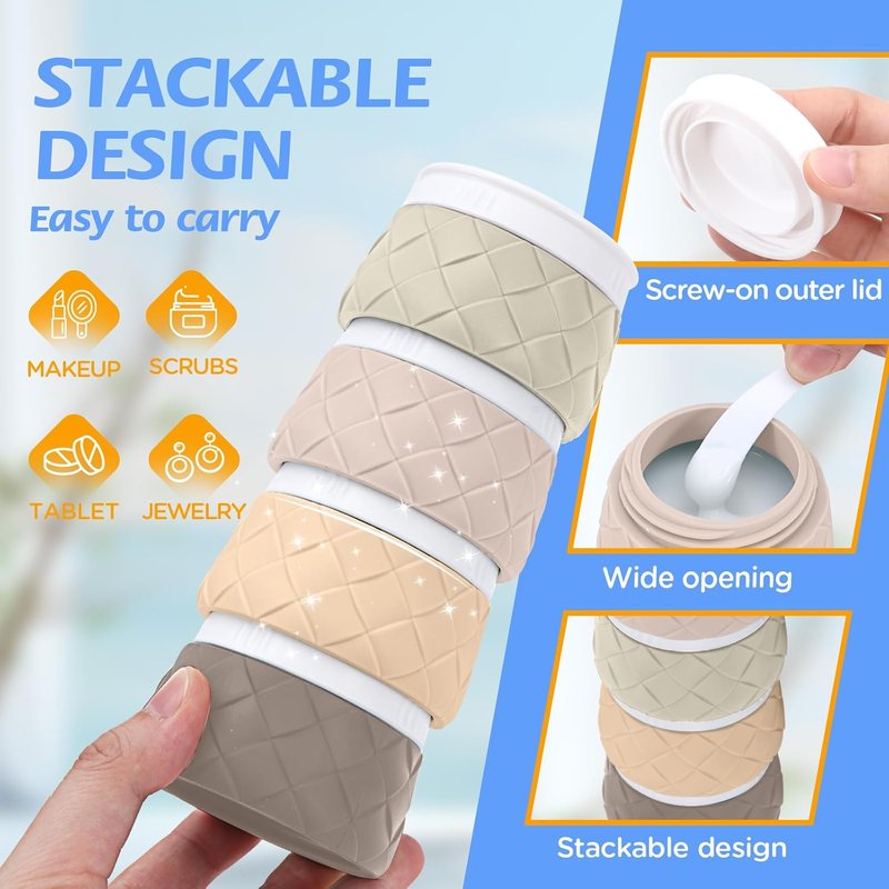Travel Bottles Set - 16 Pack TSA Approved BPA-Free Silicone Containers | Leak-Proof Refillable Jars with Clear Bag (Cream)