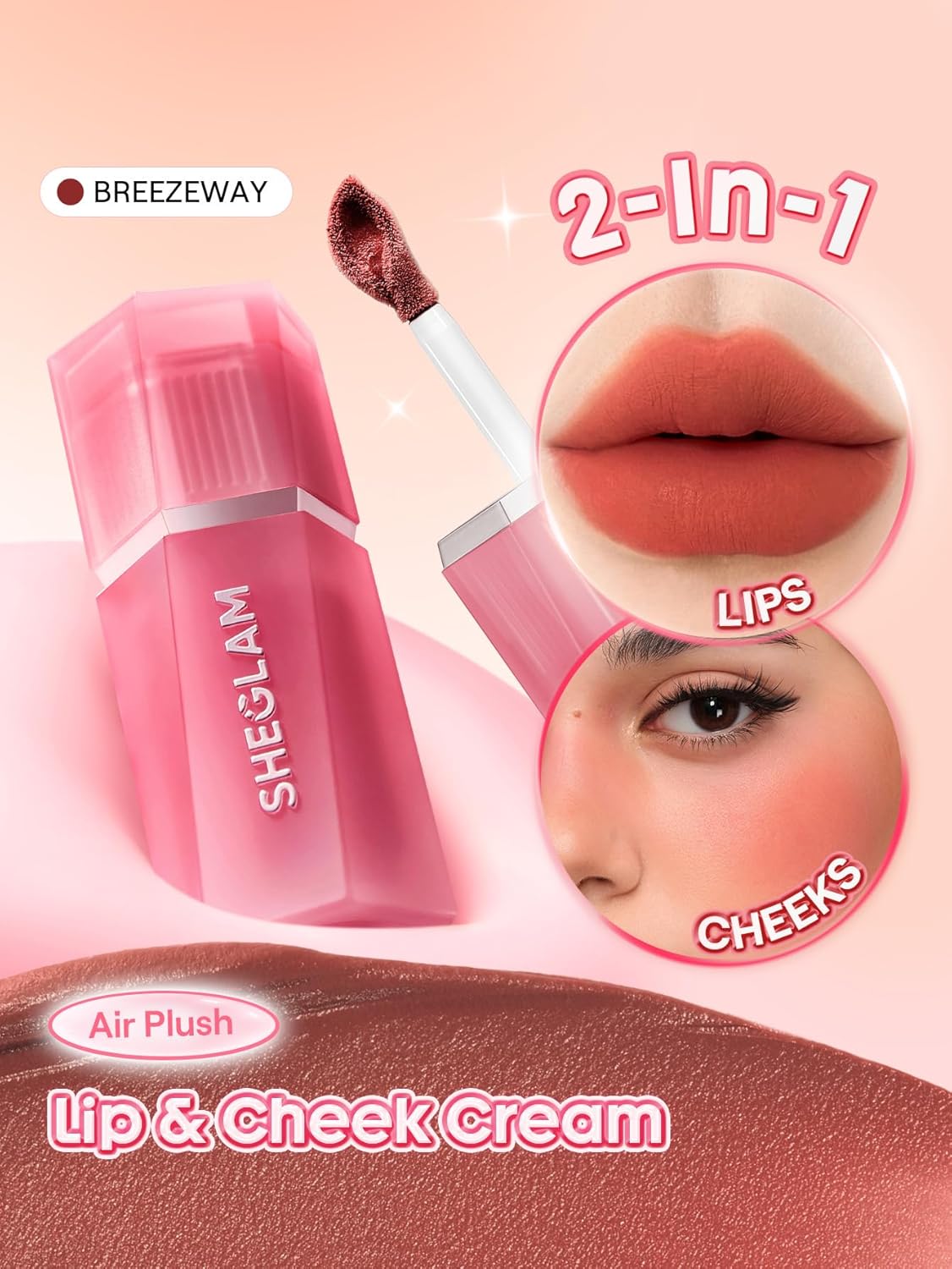 Air Plush Lip & Cheek Cream | Long-Lasting Multi-Use Liquid Blush & Lip Stain - 403 Breezeway