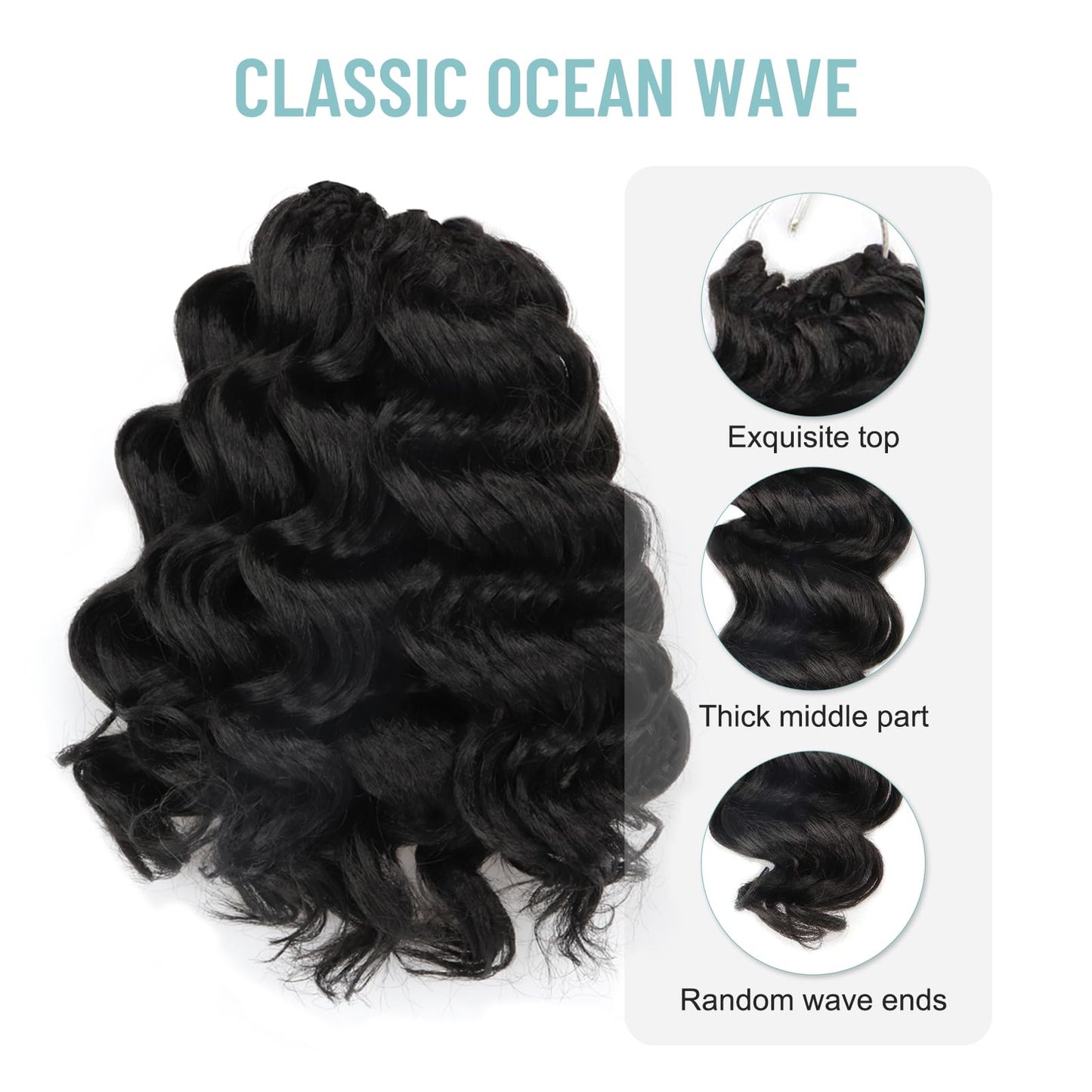 ToyoTree Ocean Wave Crochet Hair - Deep Wave Crochet Hair, Synthetic Ocean Wave Braiding Hair Extensions