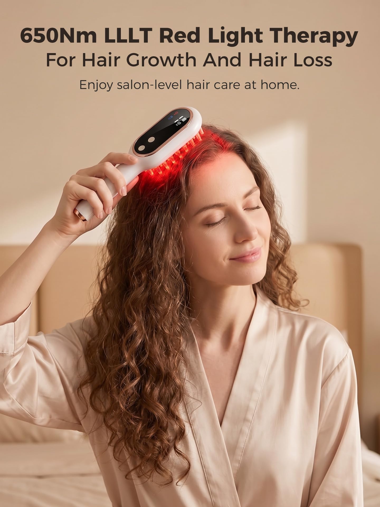 FDA-Device 650Nm LLLT Red Light Therapy For Hair Growth And Hair Loss, Cordless Handheld Scalp Laser Brush For Men & Women With Thinning Hair Baldness Receding Hairline, Portable Home Travel