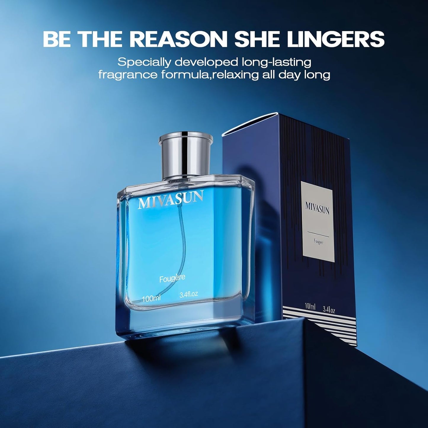 MivaSun Luxury Cologne for Men - Long Lasting Woody Aromatic Fragrance | 100ml Eau de Parfum with Lemon, Cedarwood & Patchouli