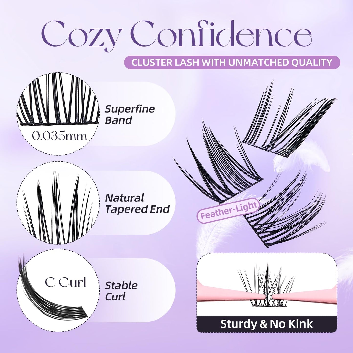 Squsaya Lash Clusters Wispy Eyelash Clusters 80pcs Lashes Individual, Fluffy Lash Clusters, 8-12MM Daily Exquisite Eyelashes, Natural Look C Curl Lash Extensions- DK405