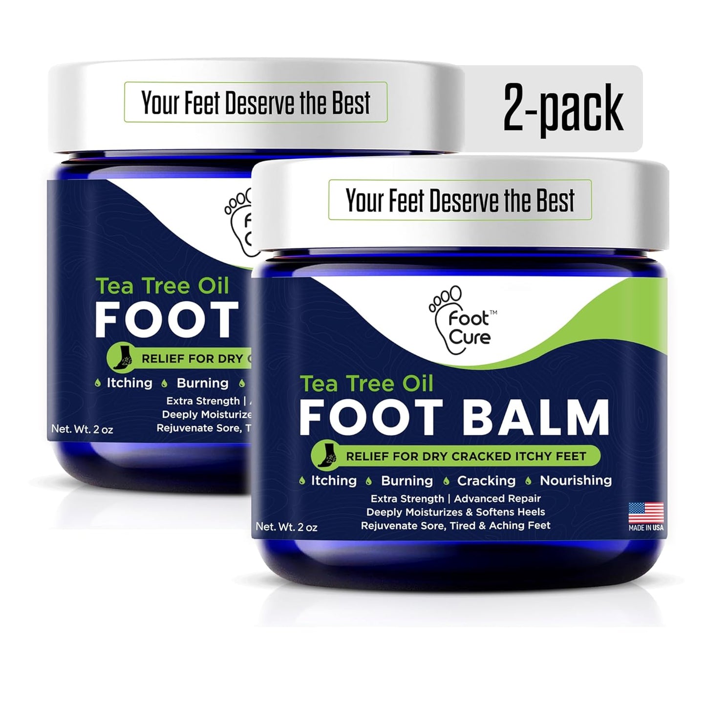 Tea Tree Oil Foot Cream - Moisturizing Treatment for Dry Cracked Feet | Heel & Callus Removal, 2 oz