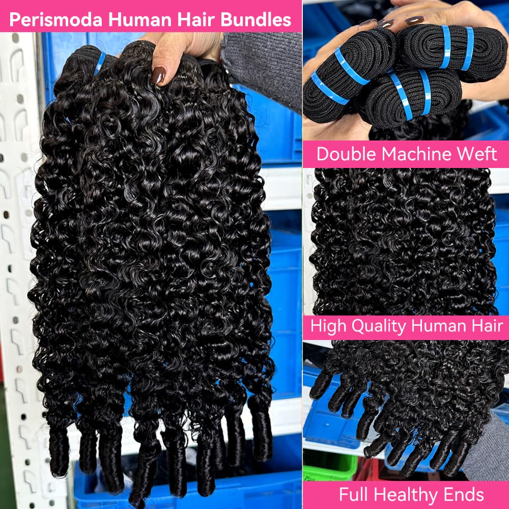 PerisModa Burmese Curly Bundles Human Hair 100% Unprocessed 12A Brazilian Virgin Burmese Curly Hair Bundles 24 24 24 Inch 3 Bundles 3C4A Kinky Curly Weave Human Hair Extensions with Spiral Curly Ends