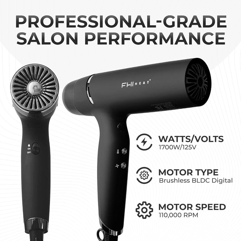 FHI Heat Innovator Pro Power Speed Hair Dryer - Ionic Technology, Quick-Dry, Lightweight | Diffuser Included, All Hair Types
