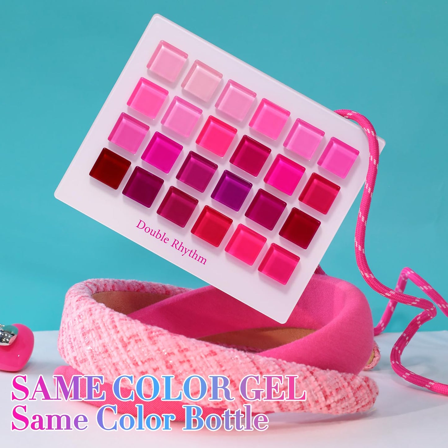 Double Rhythm 28Pcs 0.5Oz Gel Nail Polish Set Same Color Same Bottle Gel Polish Kit Nail Art Manicure Salon DIY at Home for Women (Bright Pitaya Pink Purple Red Collection-T24-13)
