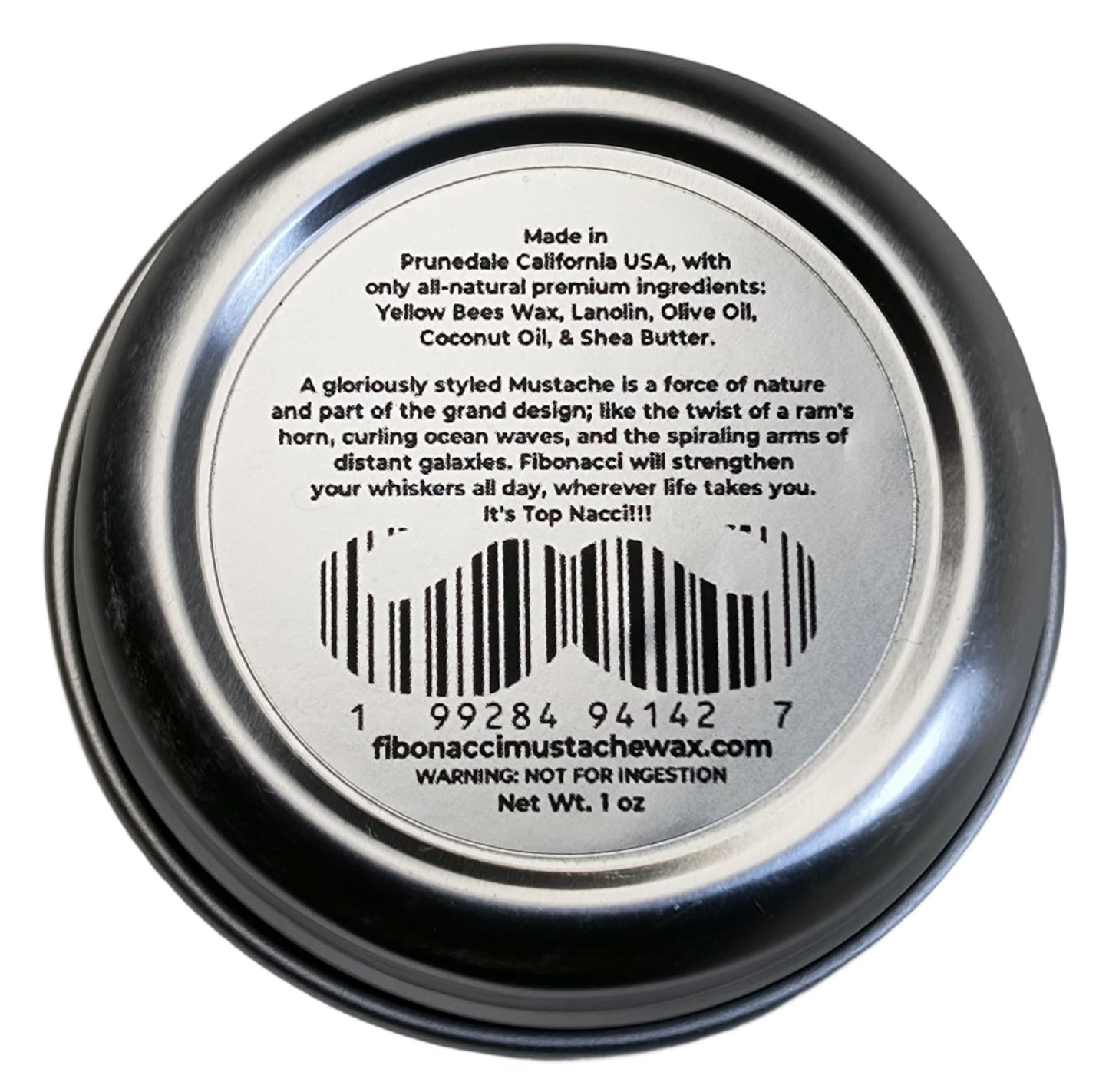 Fibonacci Mustache Wax Very Strong All Day Hold 100% Natural, Subtle Natural Scent No Fragrance No Heat Needed USA Handmade Small Business 1oz, Pick Included, Handlebar Hungarian English Dali Imperial
