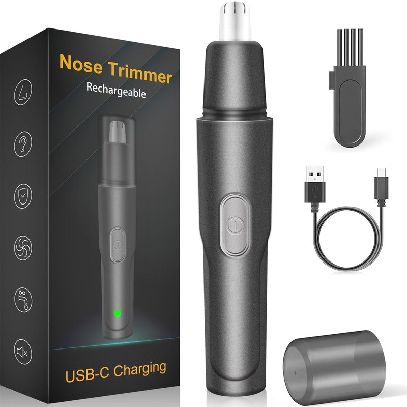 HILIYOT Nose Hair Trimmer, USB Rechargeable, Professional Painless Ear Hair Trimmer, for Men Women, Powerful Motor, Dual-Edge Blades for Smoother Cutting, Low Noise, Black