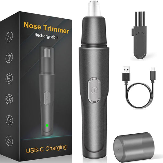 HILIYOT Nose Hair Trimmer, USB Rechargeable, Professional Painless Ear Hair Trimmer, for Men Women, Powerful Motor, Dual-Edge Blades for Smoother Cutting, Low Noise, Black