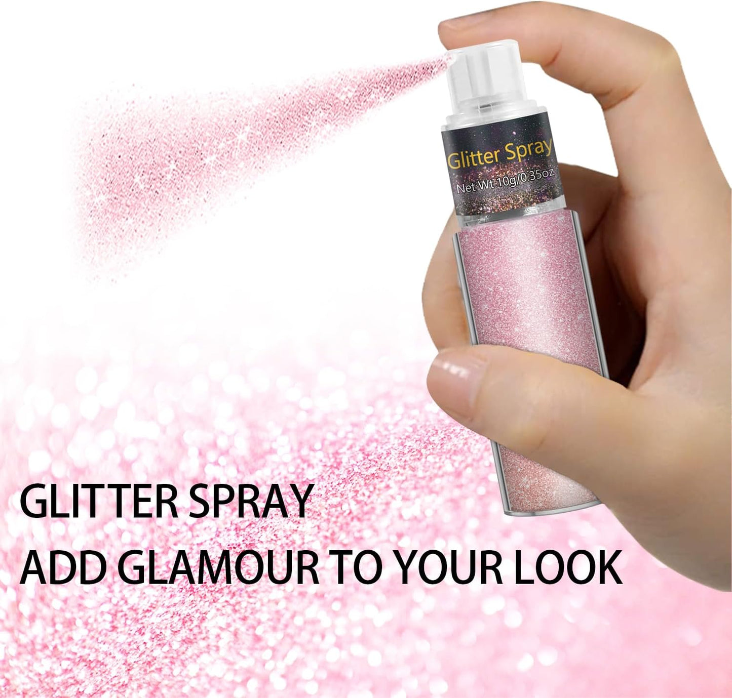 Holographic Glitter Spray for Hair & Body - Shiny Loose Highlighter Powder | 10g Pink