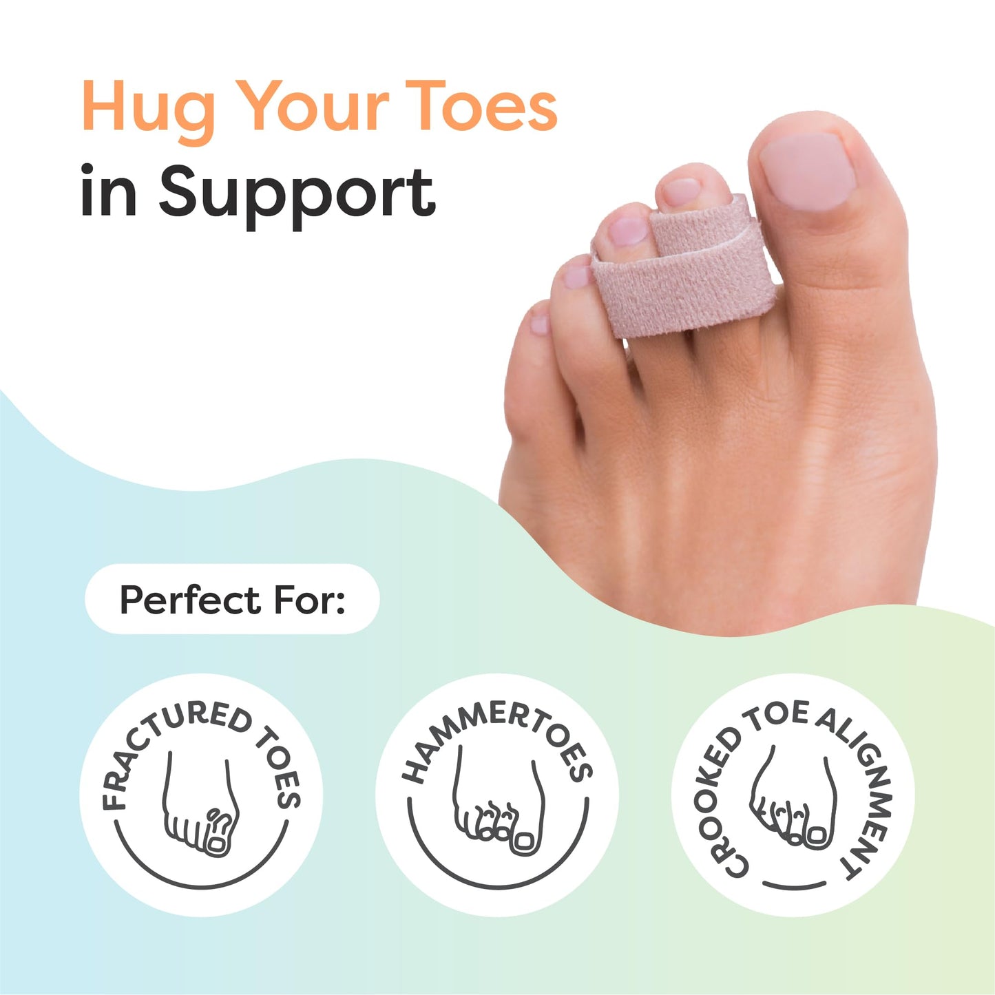 ZenToes Hammer Toe Straightener, Broken Toe Splint & Buddy Wraps, 4 Ct