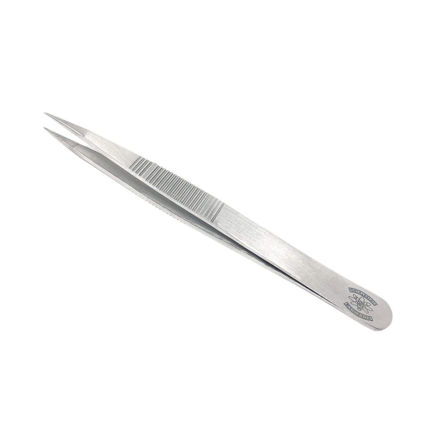 Scientific Labwares Stainless Steel General Purpose Forceps with Straight Strong Tips (4.75 in. (120mm), Serrated Tip and Grip)