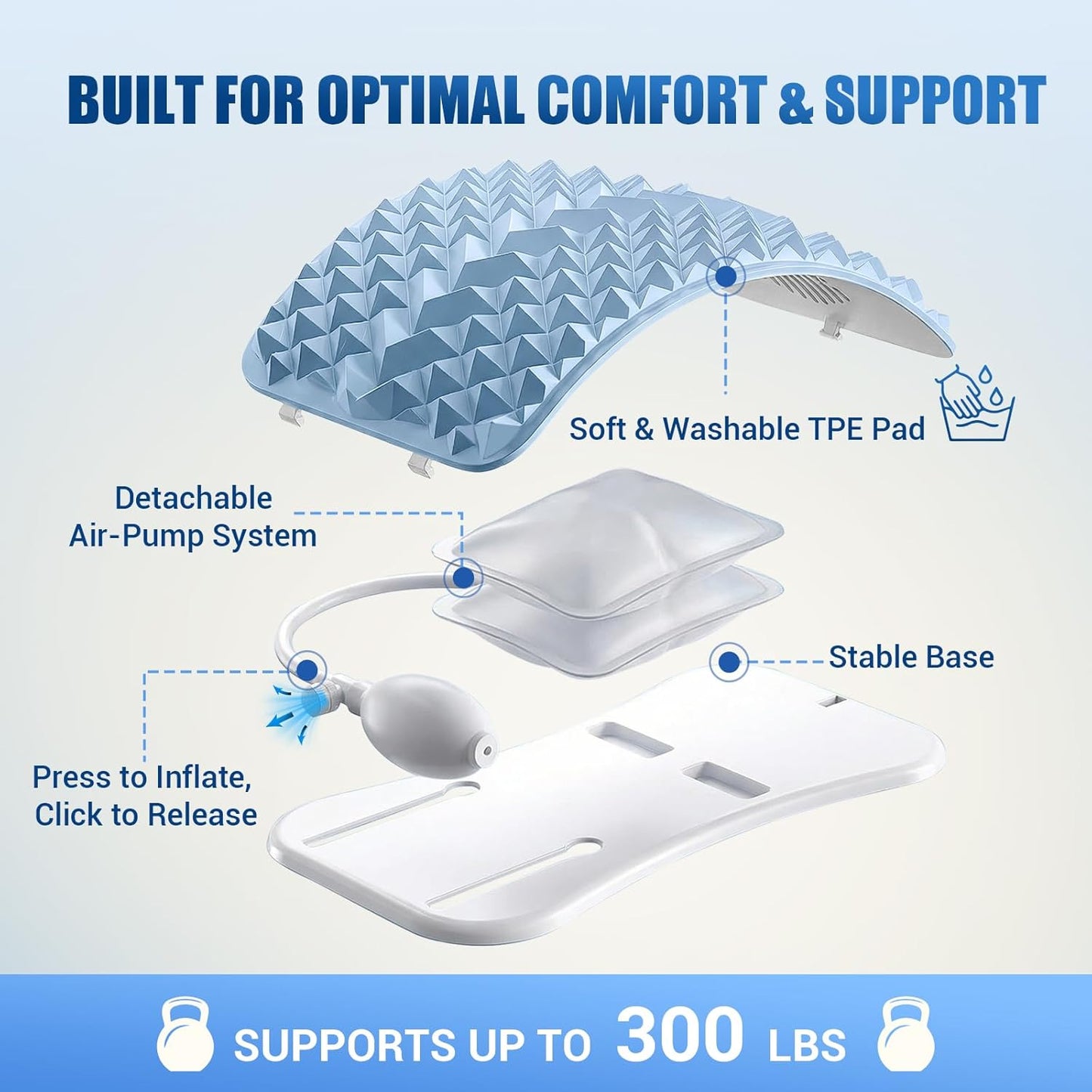 Back Stretcher for Lower Back Pain Relief - Adjustable Lumbar Support Board with Acupressure Points | Spine Decompression