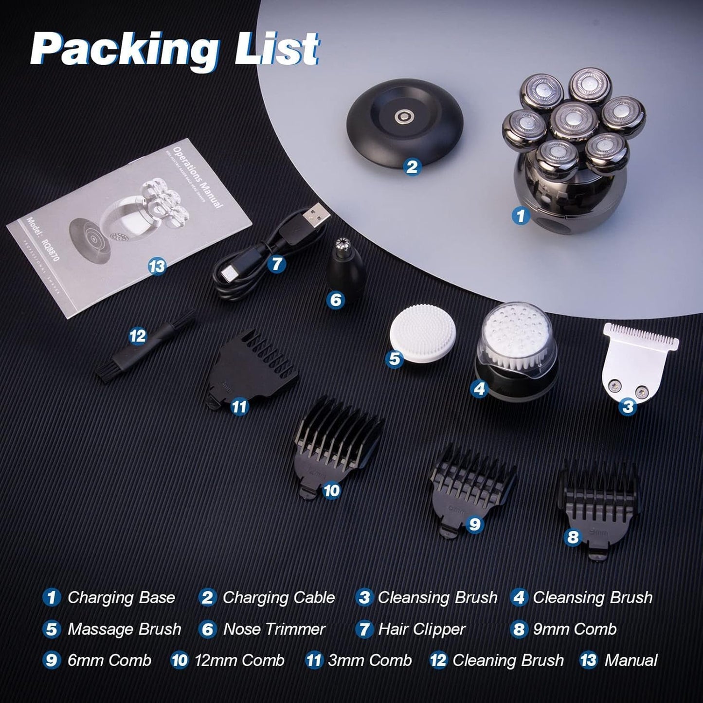 Head Shaver - 6 in 1 Shaving Kit for Men | Versatile Grooming Tool