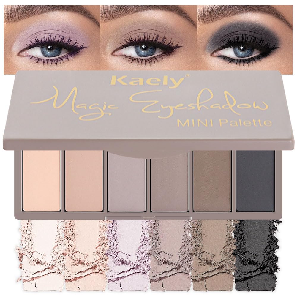 Mini Neutral Eye Shadow Palette - 6 Pigmented Colors for Older Women | Waterproof Matte Shades