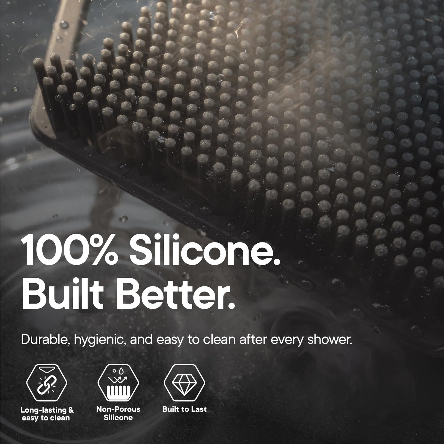 TOOLETRIES Premium Silicone Body Scrubber 2.0, Hygienic Loofah Alternative, Exfoliating Shower Scrubber for Sensitive Skin, Quick Drying & Long-Lasting Bathroom Essentials for Men & Women - Charcoal