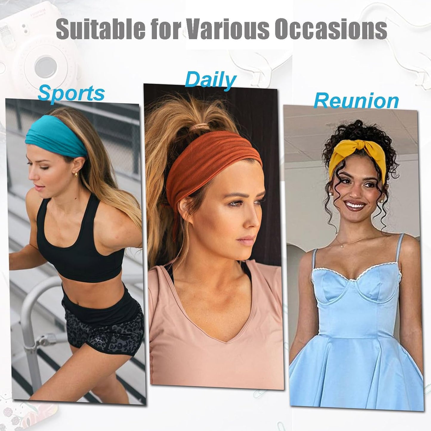 Knotted Adjustable Headbands for Women - 4 Pack Elastic Non-Slip Fashion Hair Bands for Yoga & Sports
