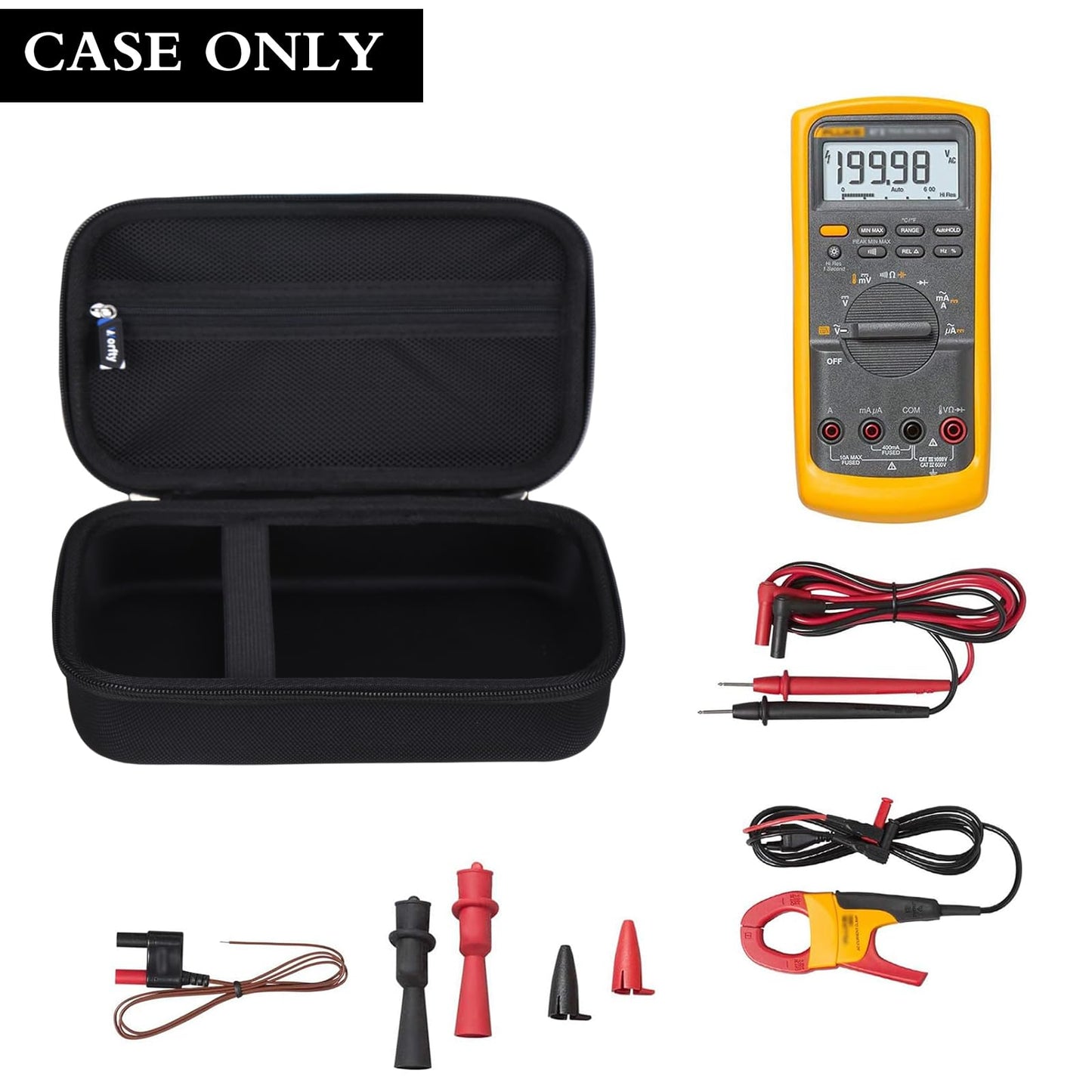 Case for Fluke 87-V/ 77 IV/ 83V/ 88 Industrial Digital Multimeter, Large Capacity Storage Box Suitable for Most Industrial Digital Multimeters (Case Only) (Black)