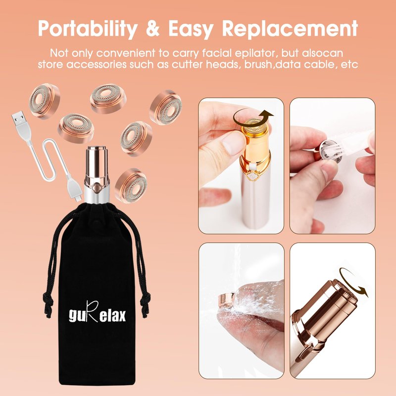 Gurelax Gen 2 Replacement Heads for Flawless Facial Hair Remover, 18k Gold Replacement Blades for Finishing Touch Flawless Hair Removal(2PCS)