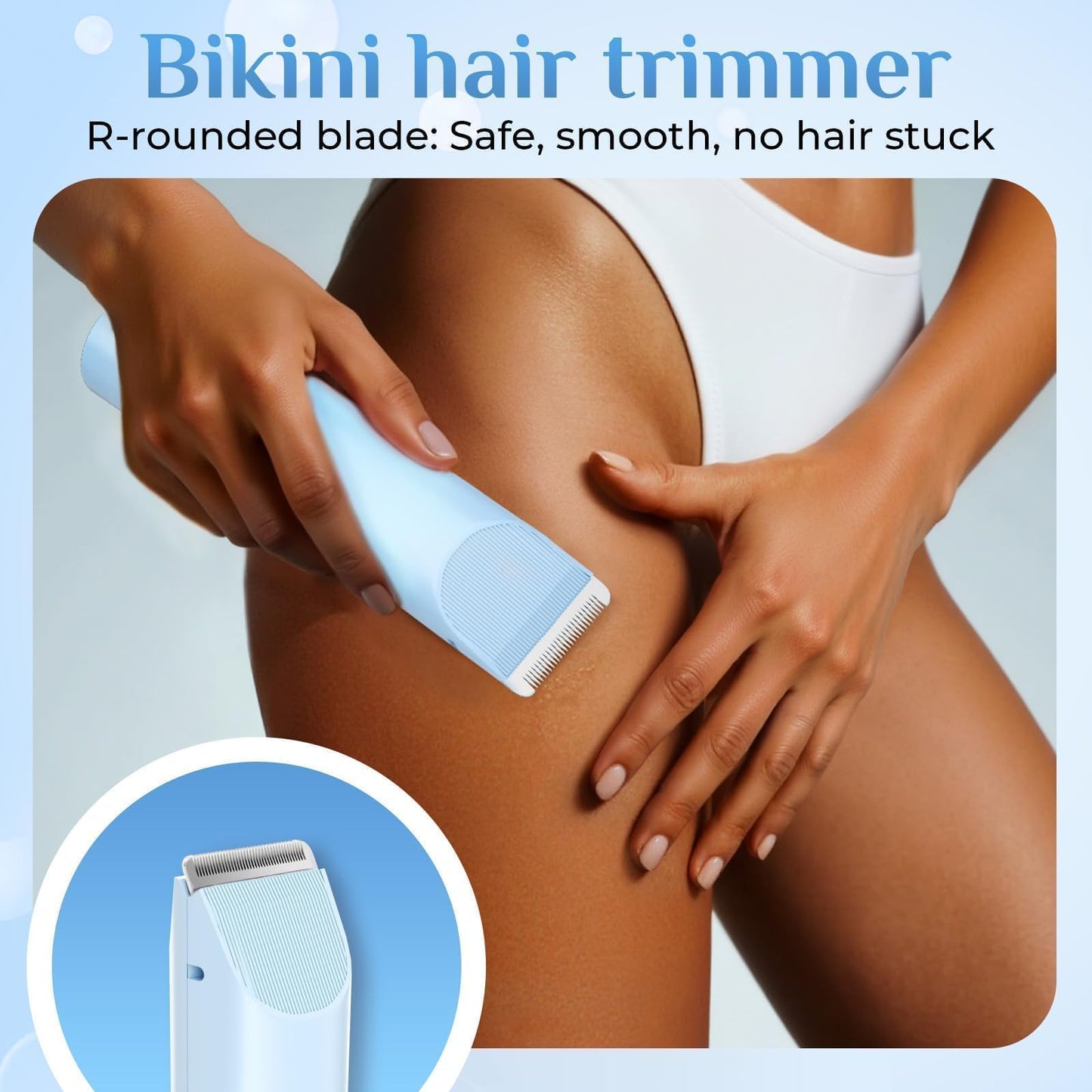 Mpotmiy 2-in-1 Electric Trimmer for Men, Dual Head Electric Razor, Waterproof Painless Bikini Shaver, Pubic Hair Trimmer for Private Area & Body Hair, Gifts for Men Women, Fathers Day Gifts，Blue