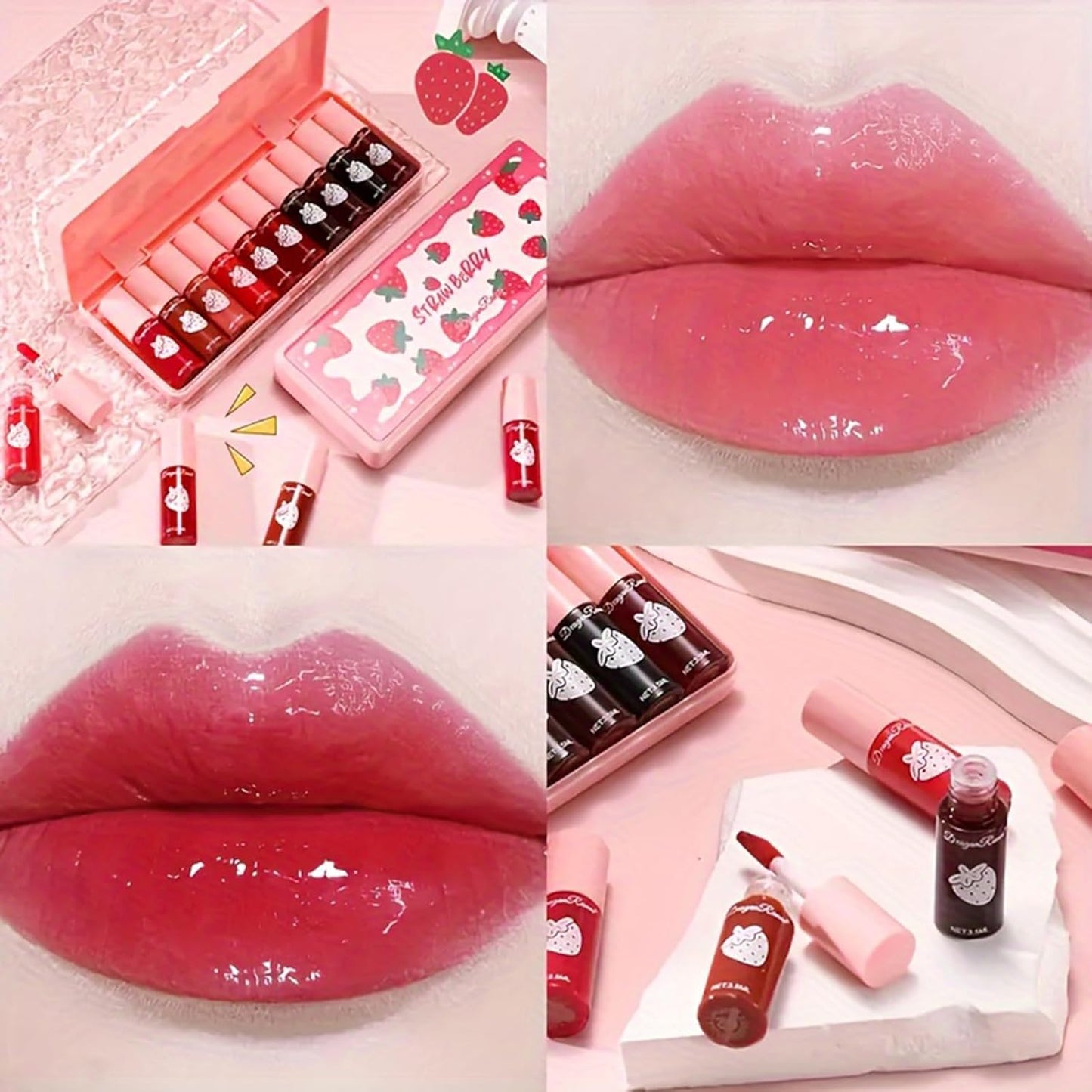 Eakroo 10 Colors Lip Tint Stain, Lip Stain Long Lasting Waterproof, Lip Gloss for Women, Tinta Para Labios, Cute Stuff for Teen Girls, Korean Lip Gloss, Lip Tint Makeup, High Pigment, Non-Stick Cup