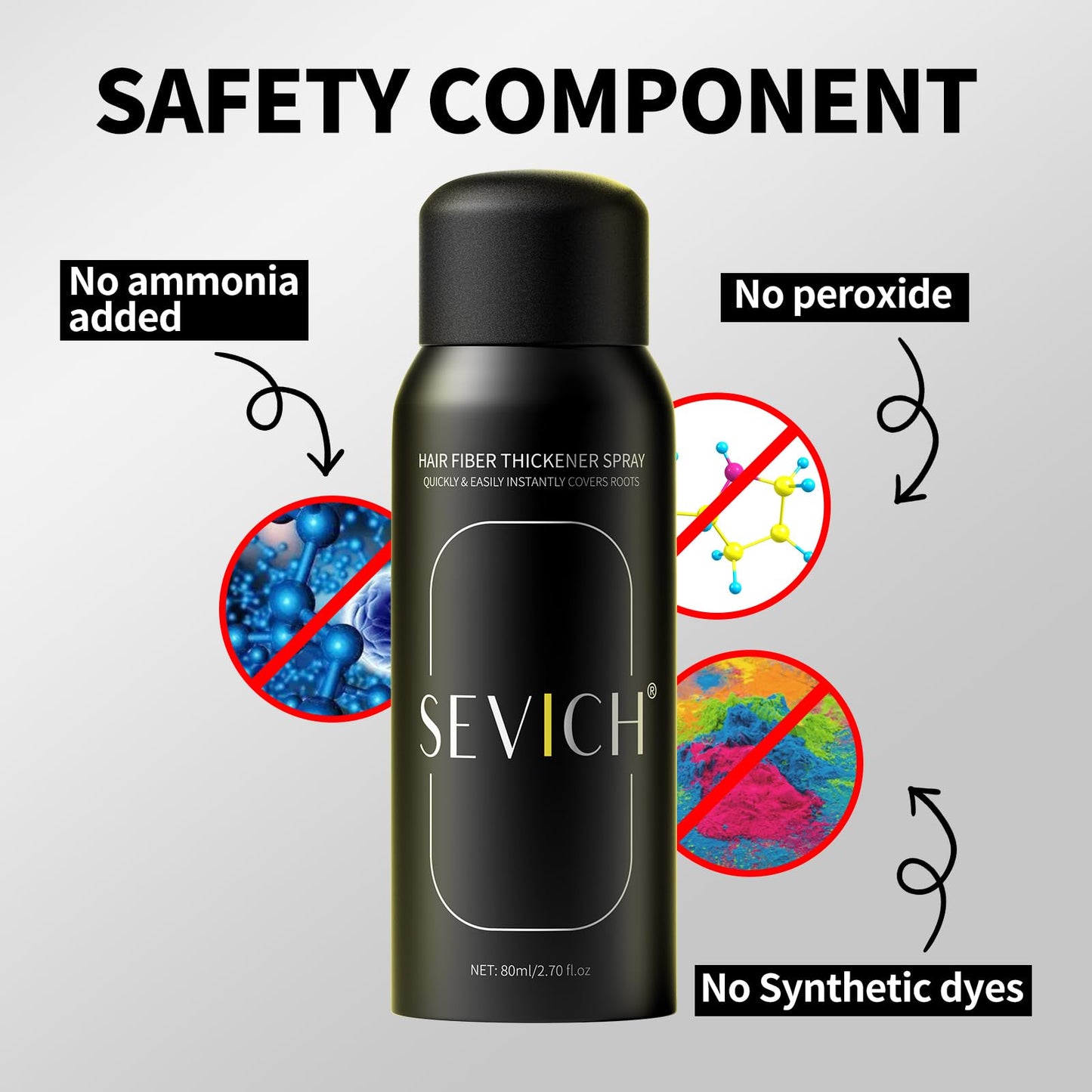 Sevich Hair Fiber Spray for Thinning Hair - Hair Building Fibers Instant Thickening for Men & Women, Waterproof & Sweatproof Root Touch Up Spray, Travel Size 80ml (Dark Brown)
