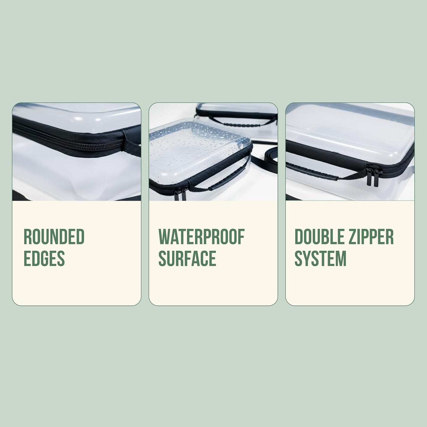 Clear Hard Shell Zipper Case Set - Large & Medium Travel Organizers | Detachable Strap & Privacy Bag for Toiletries, Cosmetics & Tech Accessories