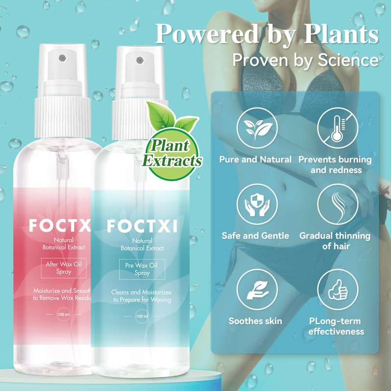 FOCTXI Pre Wax Cleanser and After Wax Care, Pre Cleanser-Spray and Treatment, After Oil-Reduces Redness, Removes Residue, Before And After Waxing Skin Care Kit, 3.5oz