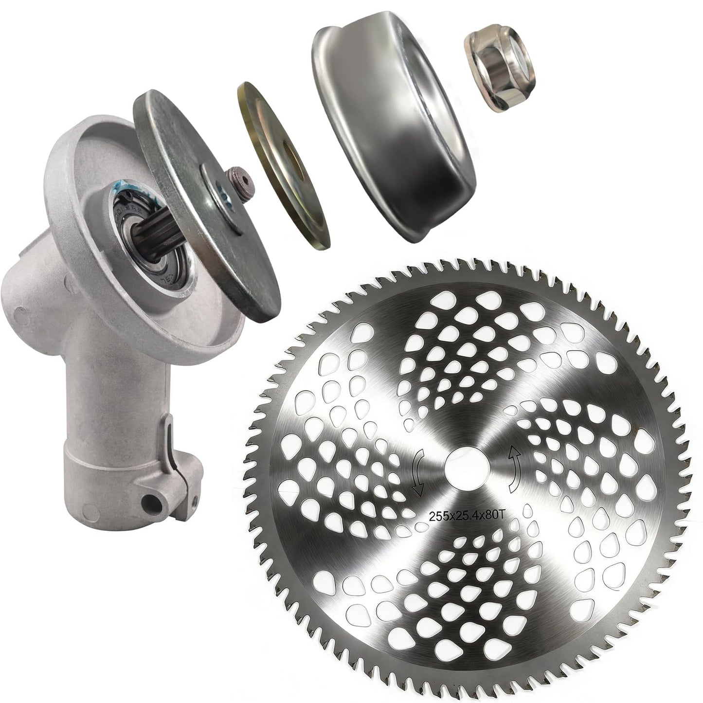 10" x 80T Brush Cutter Blade and 4144 640 0102 Trimmer Gear Head Replacement for Stihl FS55,FS56C,FS70,FS56,FS70R Brushcutter Part No. 4144 640 0100 (Suitable for Trimmer Models Produced After 2014)
