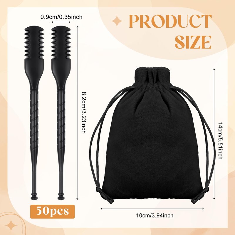 Chumia 50 Pcs Nose Hair Remover Bulk with Black Velvet Packaging Bag Portable 360 Degree Rotating Nose Hair Trimmer for Women and Men for Home and Beauty Salon (Black)