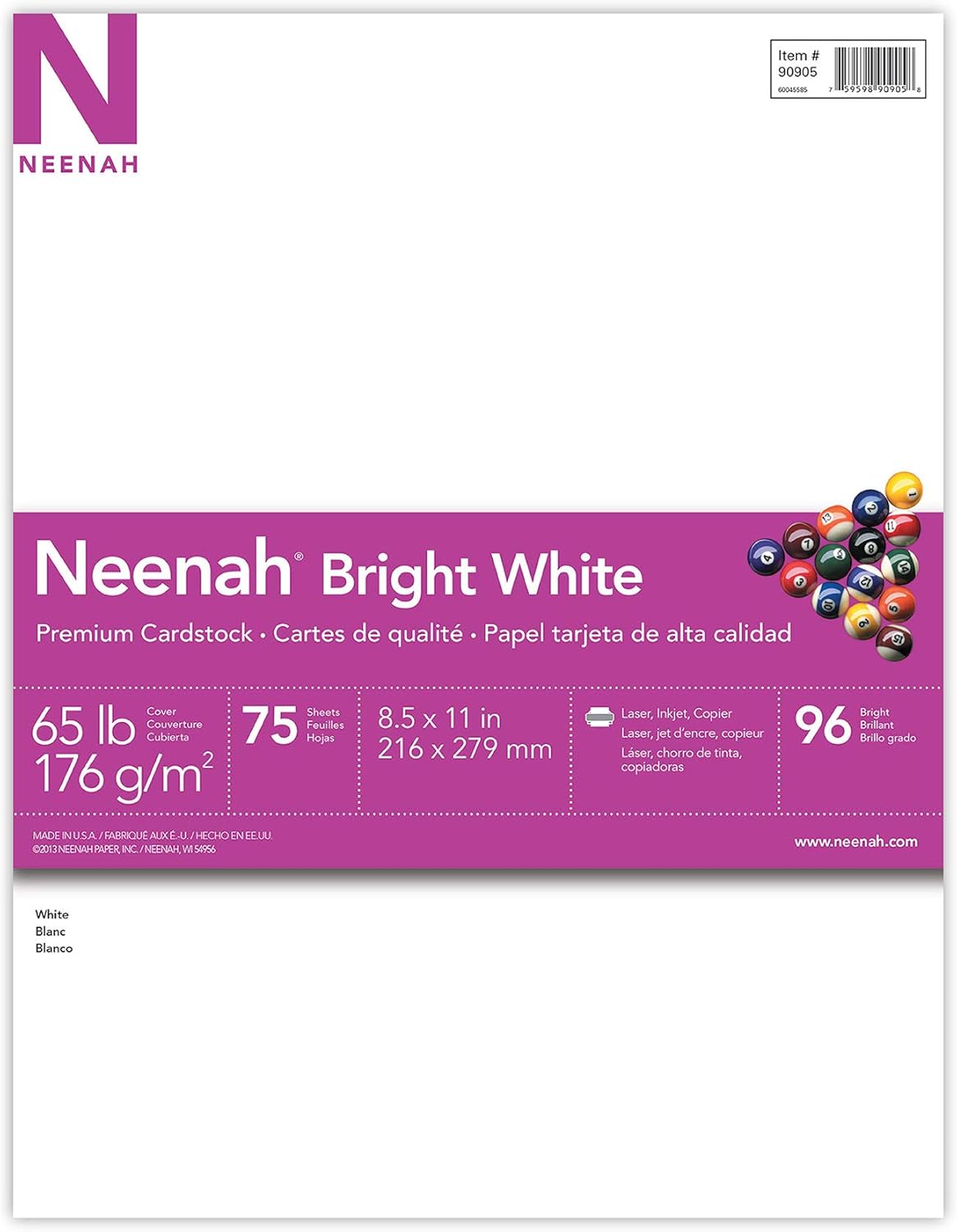 Bright White Cardstock - 8.5" x 11", 65 lb, 176 gsm, 75 Sheets | Ideal for Printing & Crafting