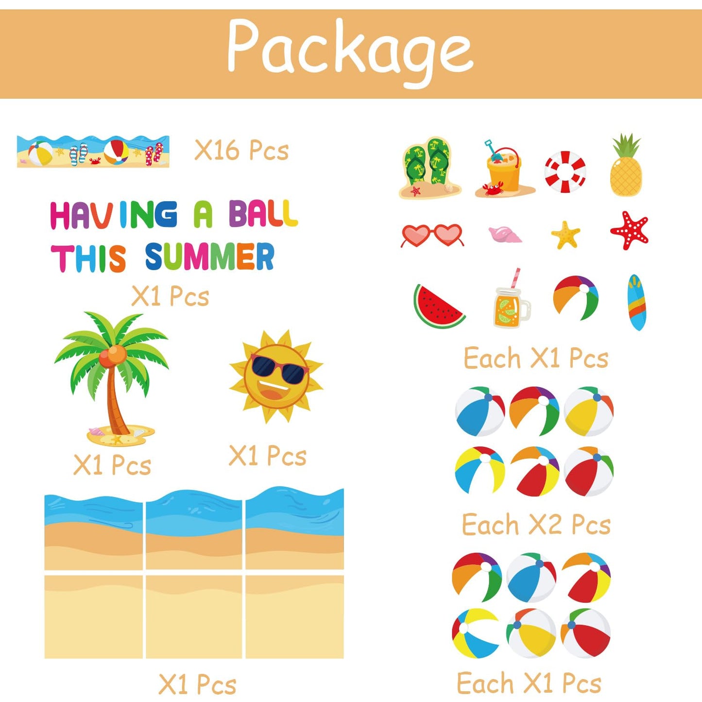 Summer Beach Bulletin Board Decorations Set Summer Decorations for Classroom Office Beach Ball Paper Cutouts May June Library Bulletin Board Decor for Wall Door Home Teacher Supply 63 PCS