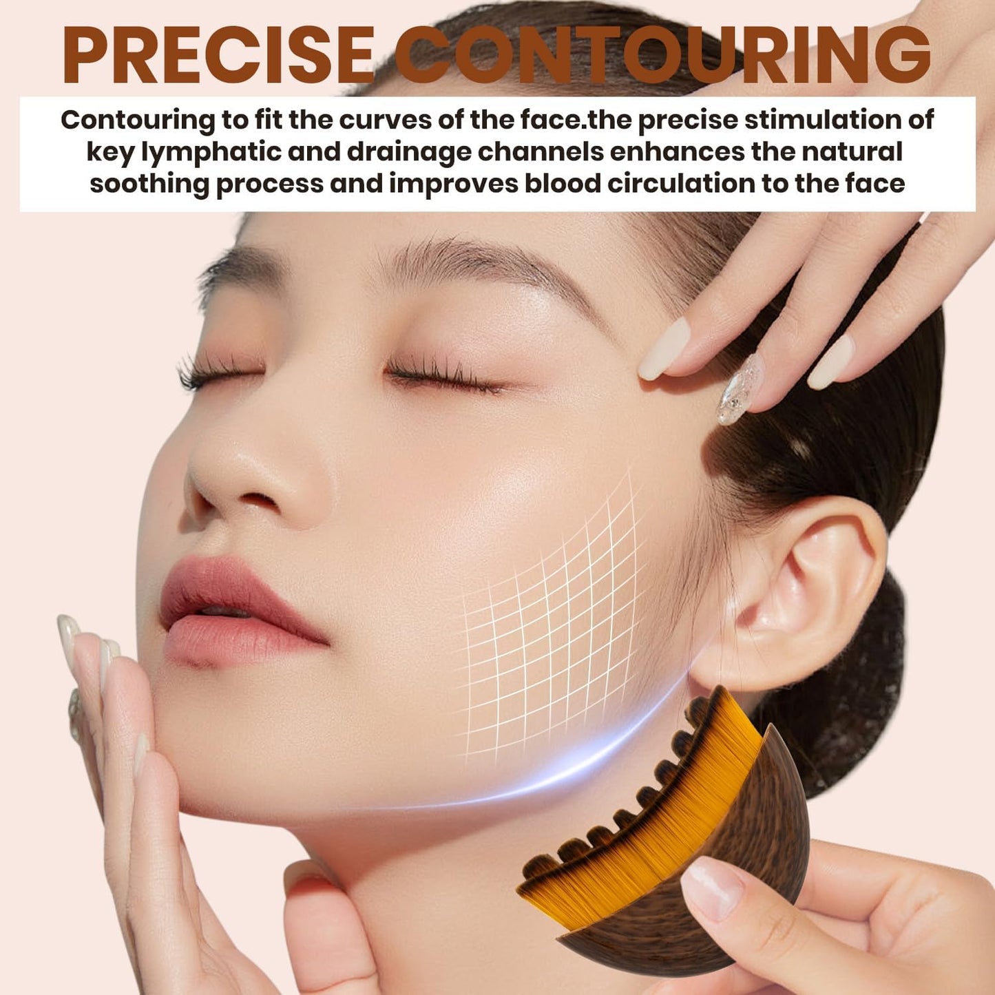 2pcs New Lymphatic Contour Face Brush, Face Brush for Lymphatic Drainage,Soft Facial Sculpting GuaSha Dry Tool，Face Contour Depuff Lift Tool for Anti-Puffiness & Detox, Fit The Skin Precisely (2pcs)