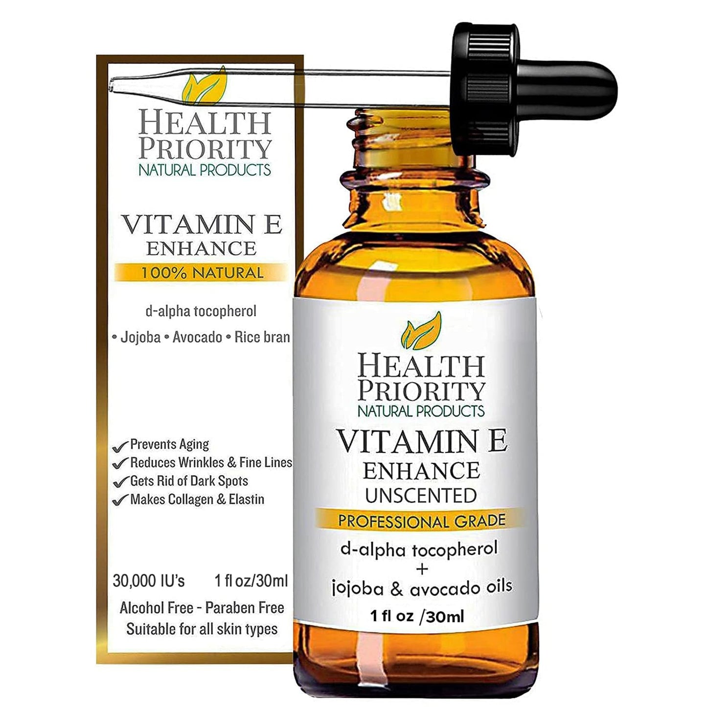 Vitamin E Oil - Organic, Handmade, Non-GMO - Nourishes Skin & Hair | 15,000 IU, 0.5 Fl Oz