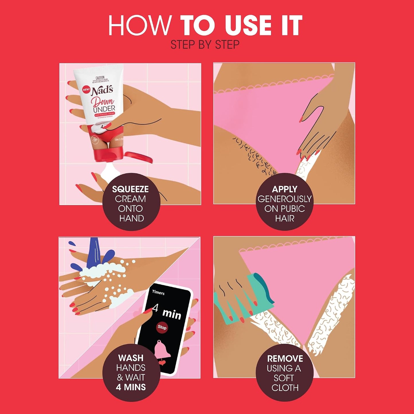 Intimate Hair Removal Cream for Women - Nad's Down Under | 150 ml