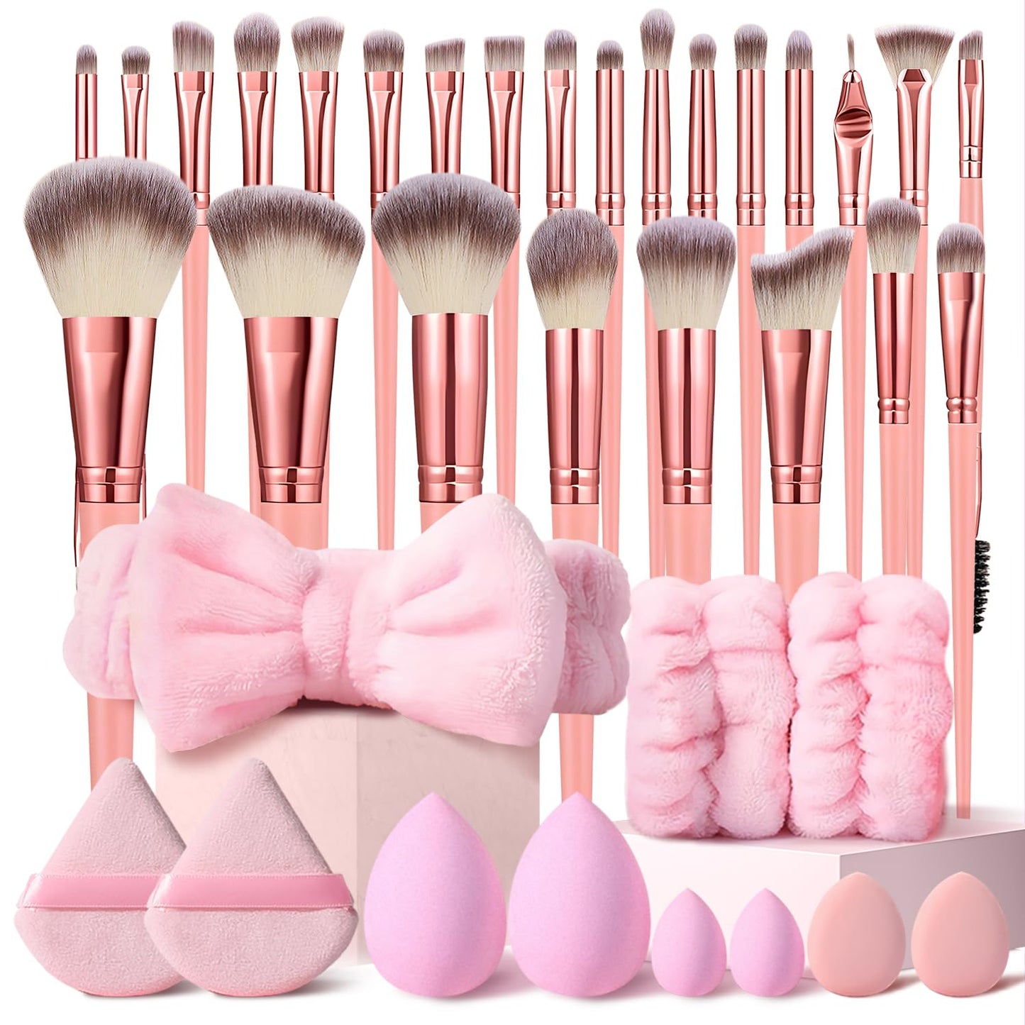 Professional Makeup Brush Set - 36 Pcs Black Makeup Brushes Kit for Face & Eyes | Multi-Functional Tools