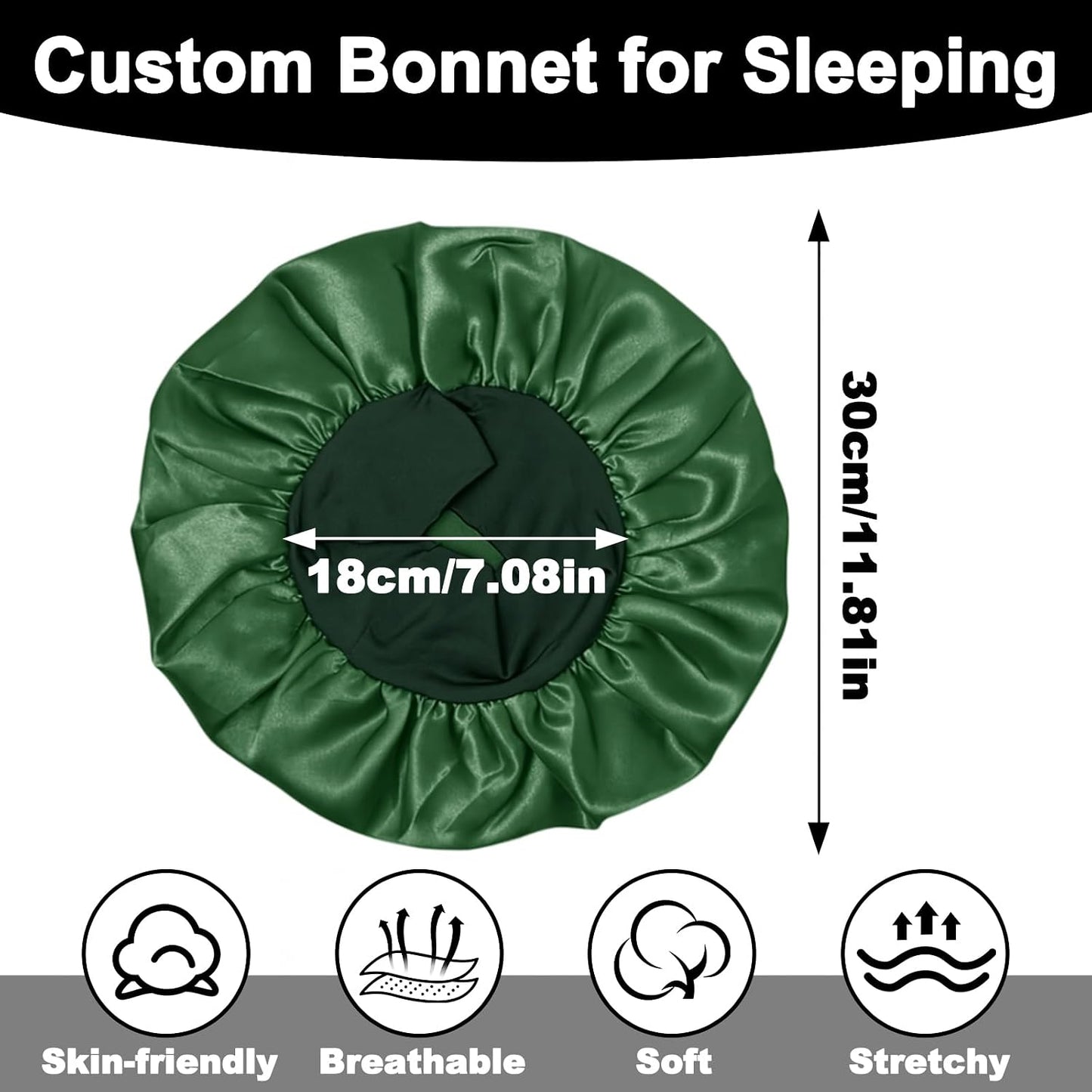 Personalized Silk Hair Bonnet - Custom Embroidered Name | Satin Sleep Cap for Curly Hair